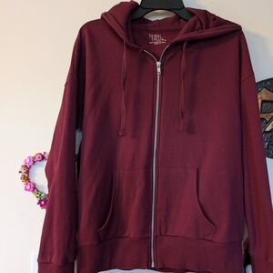 Burgundy Zip-Up Hoodie